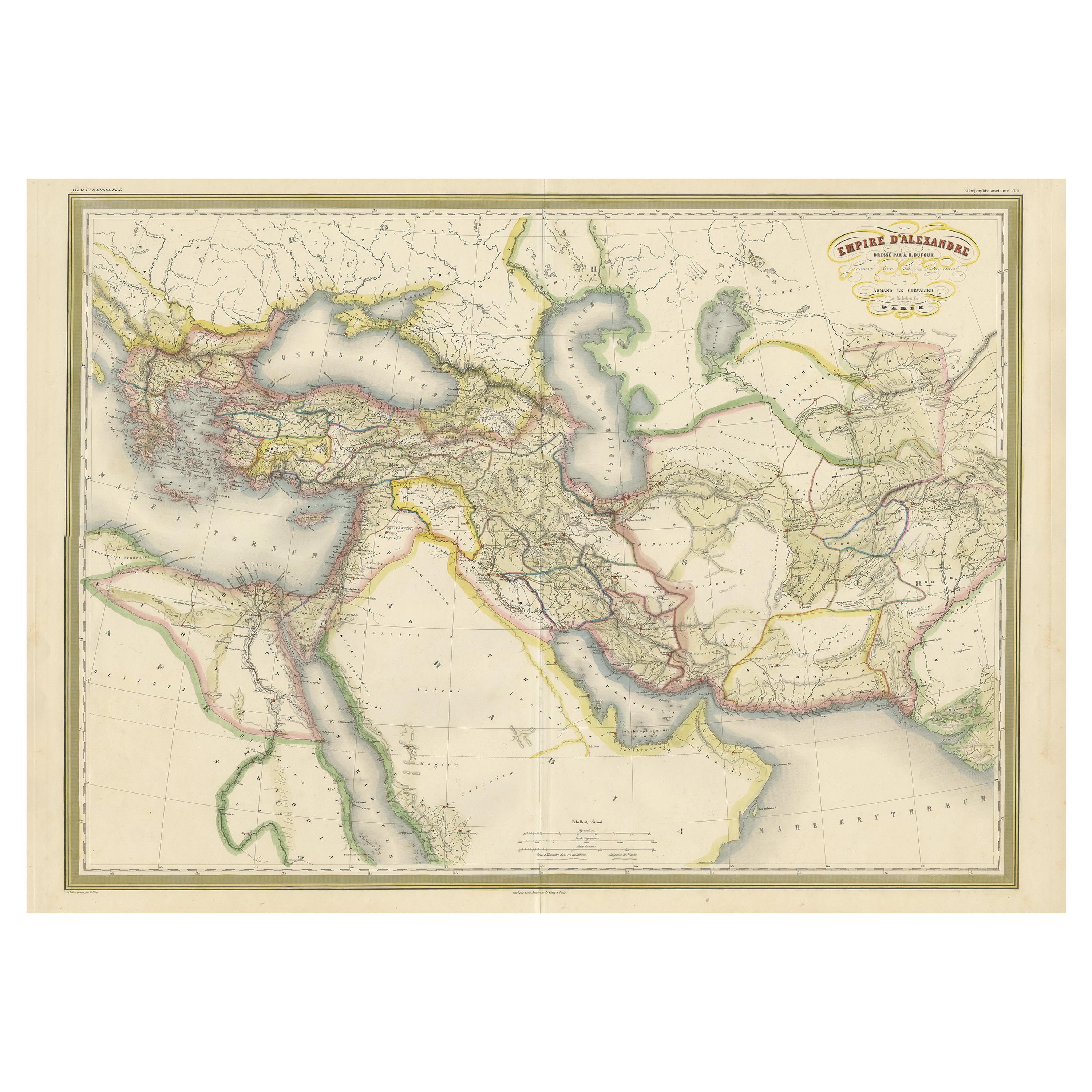 Antique Map of the Macedonian Empire of Alexander the Great 'c.1860'