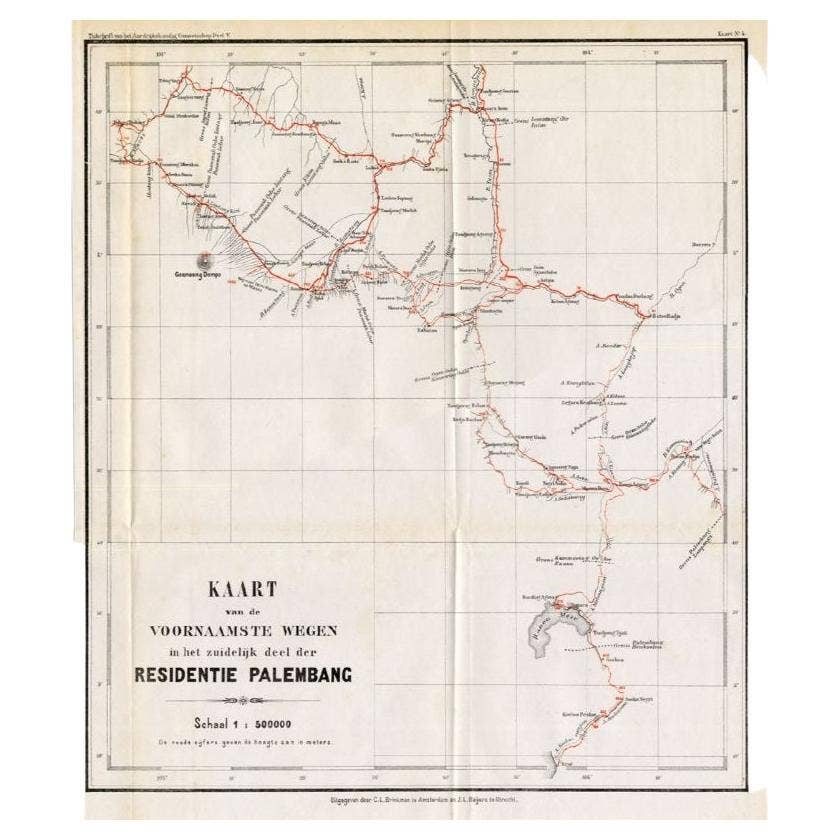 Antique Map of the Main Roads of Palembang by Stemler, c.1875