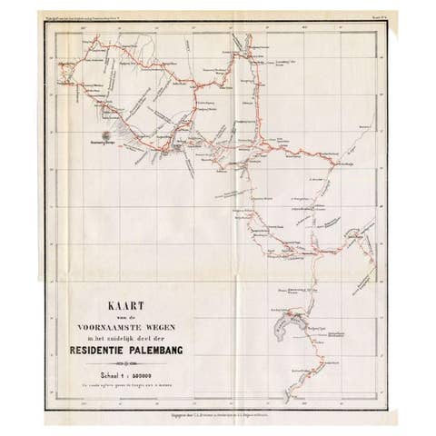 Antique Map of the Main Roads of Palembang by Stemler, c.1875