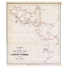 Antique Map of the Main Roads of Palembang by Stemler, c.1875