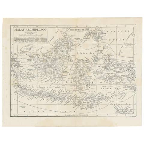 Antique Map of the Malay Archipelago by Walker, 1911