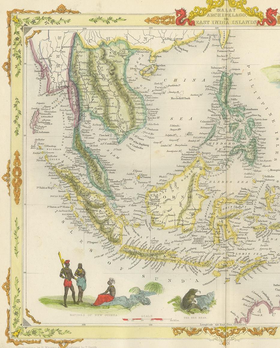 Antique Map of the Malay Archipelago 'East Indies' by Tallis '1851' In Good Condition In Langweer, NL