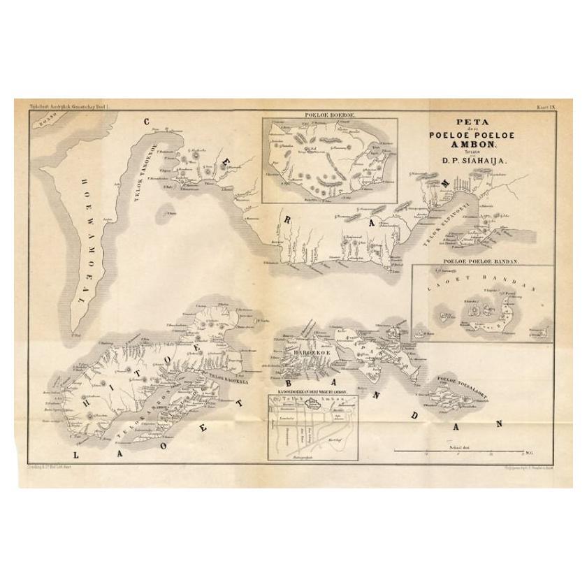 Antique Map of the Maluku Islands 'Ambon' by Stemler, 1874 For Sale