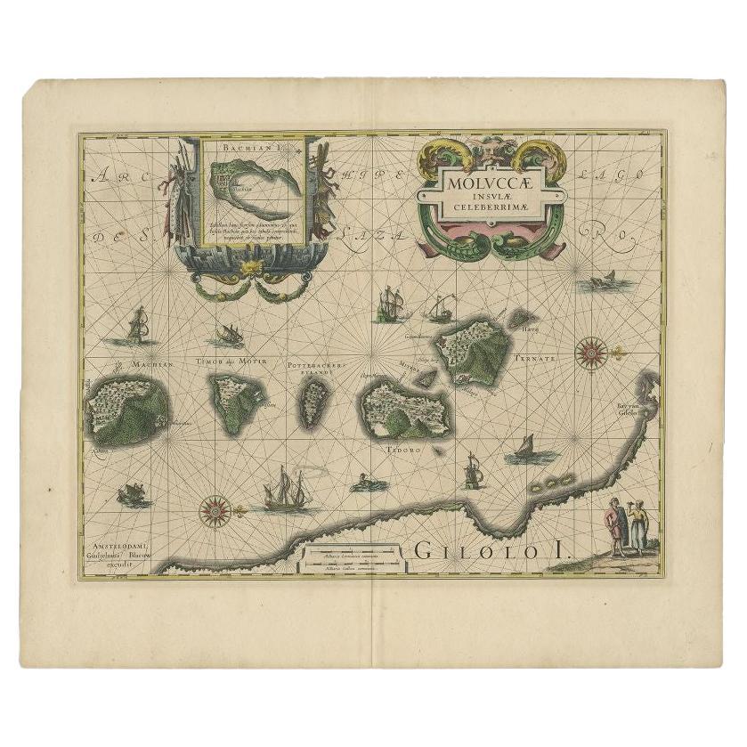 Carte ancienne des îles Maluku par Blaeu, vers 1640 en vente