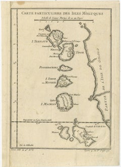 Antique Map of the Maluku Islands or Moluccas, Indonesia