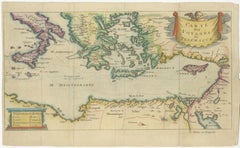 Antique Map of the Mediterranean, Telemachus' Journey, Publ. Early 18th Century