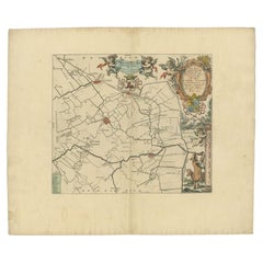 Antique Map of the Menaldumadeel Township 'Friesland' by Halma, 1718