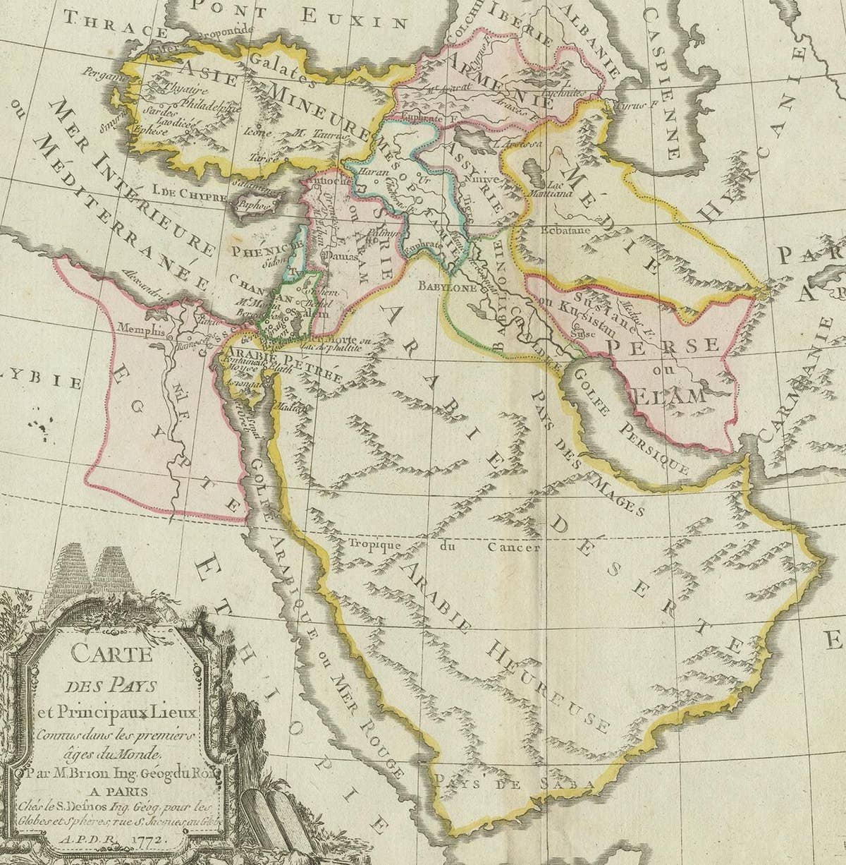 Antique Map of the Middle East by Brion de la Tour '1772'