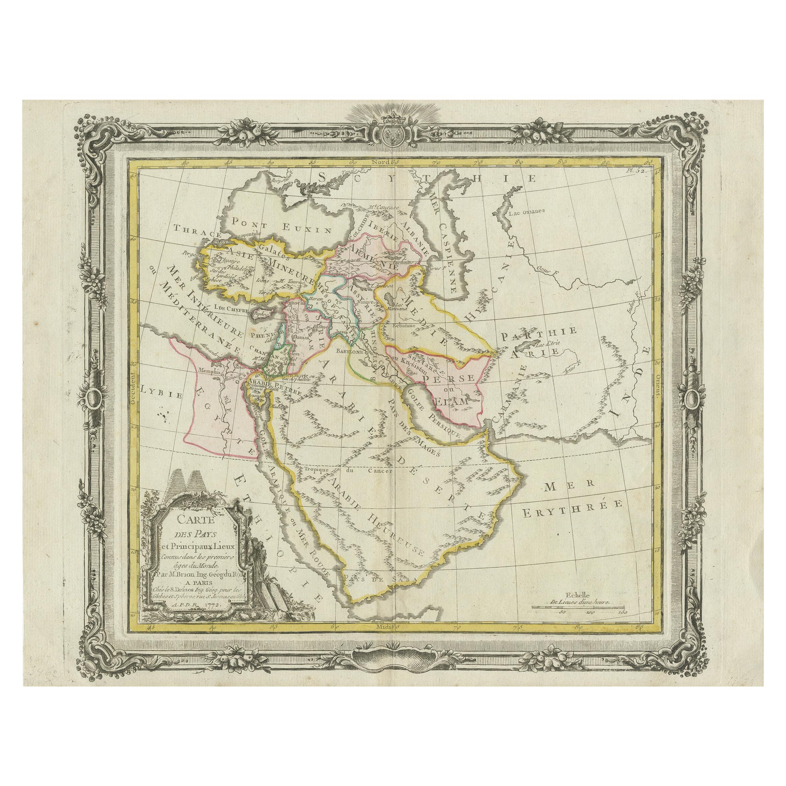 Carte ancienne du Moyen-Orient par Brion de la Tour (1772) en vente