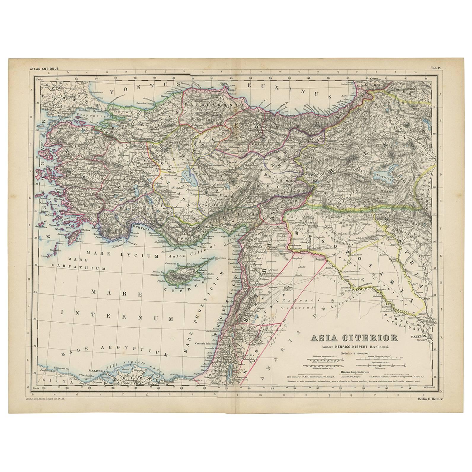 Antique Map of the Middle East by H. Kiepert, circa 1870