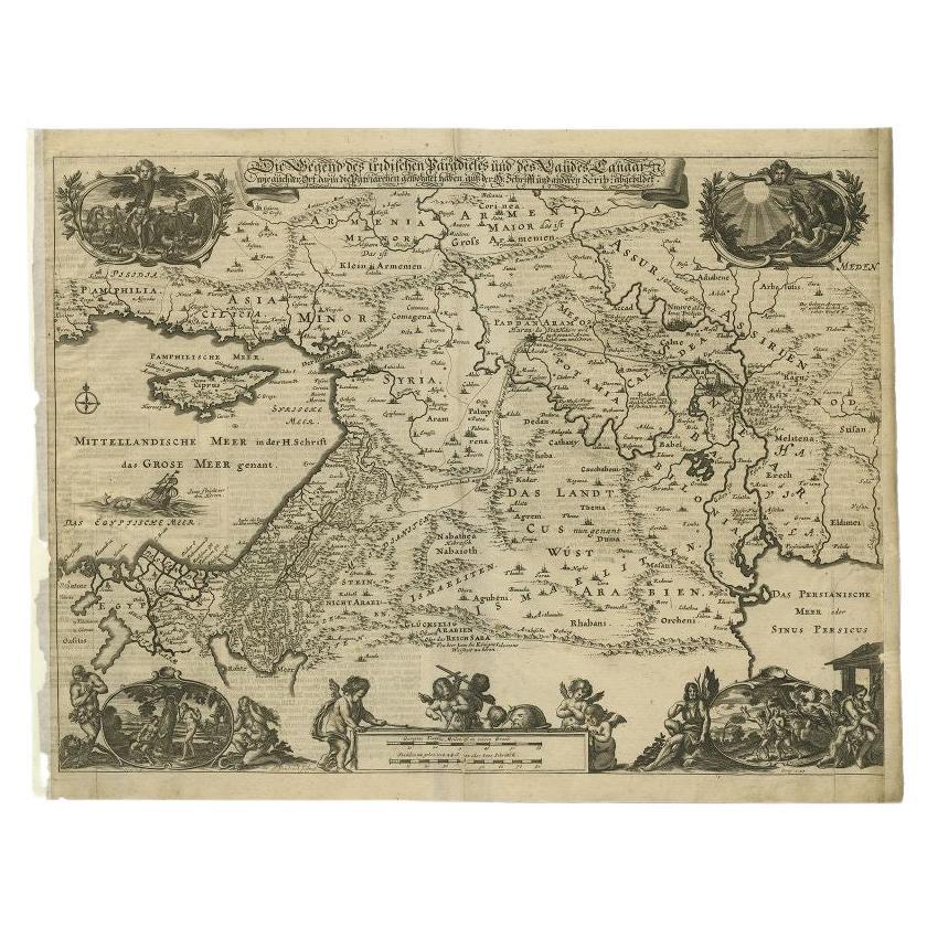 Antique Map of the Middle East by Von Sandrart, 1708 For Sale