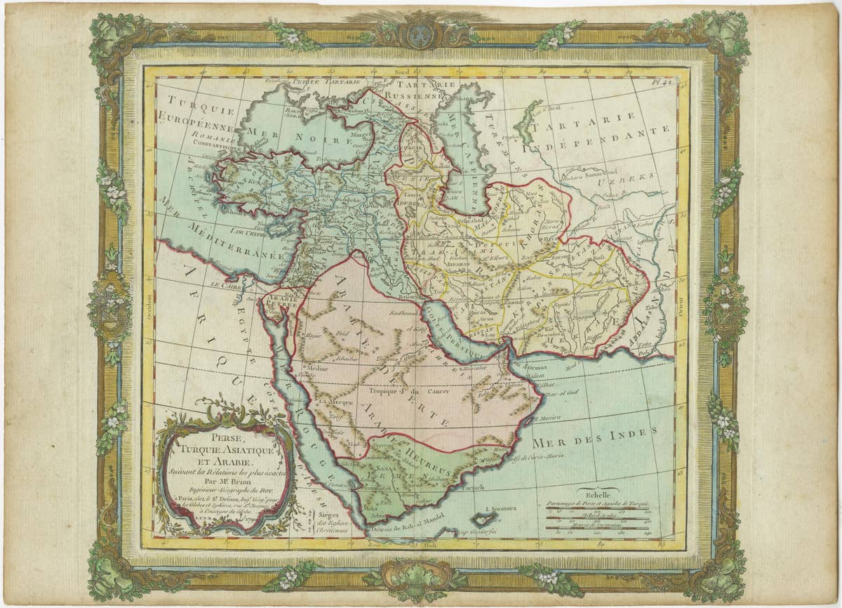 Antique Map of the Middle East with a Large Arabia, 1799