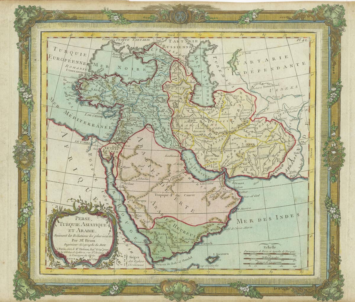 Antique Map of the Middle East with a Large Arabia, 1799