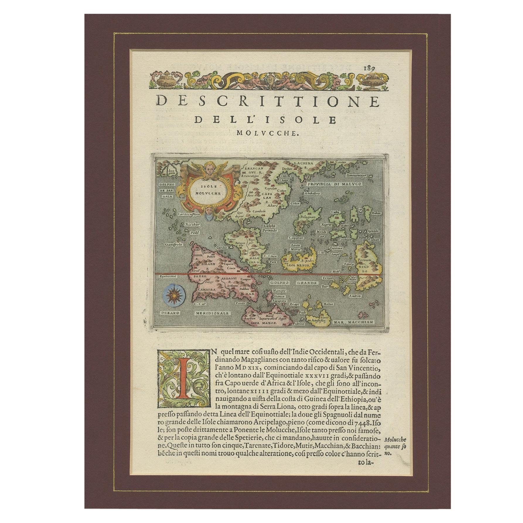 Carte ancienne des Moluccas de Porcacchi, datant d'environ 1620