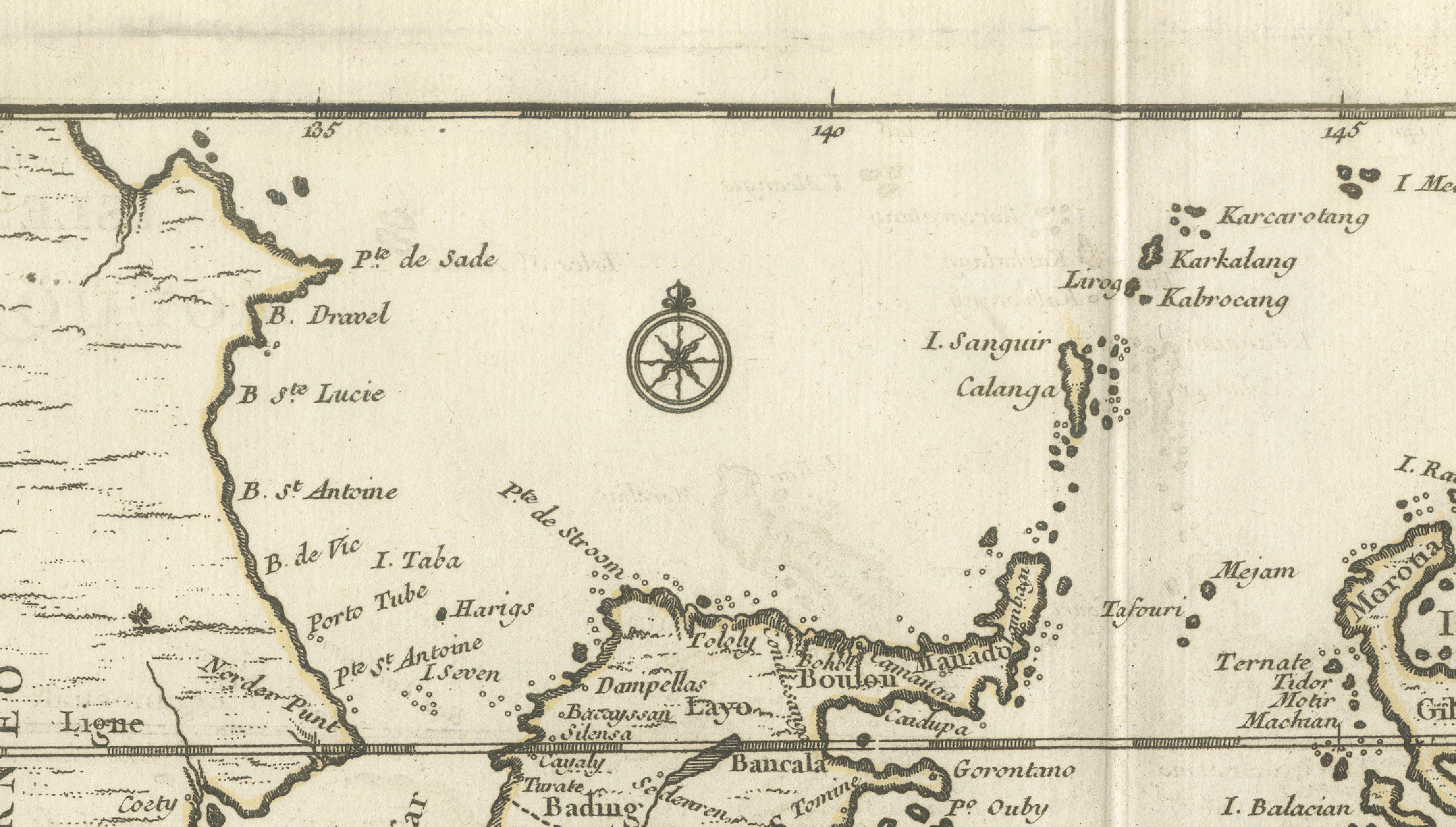 Antique Map of the Moluccas & Celebes, Le Rouge, French Engraving c.1750