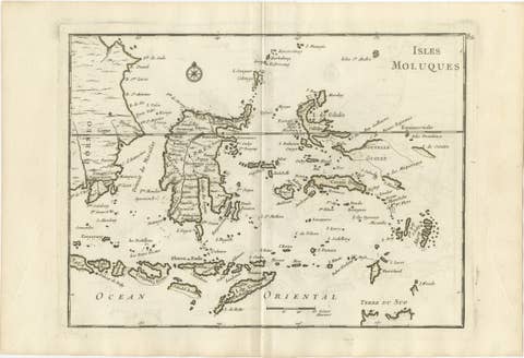 Antique Map of the Moluccas & Celebes, Le Rouge, French Engraving c.1750