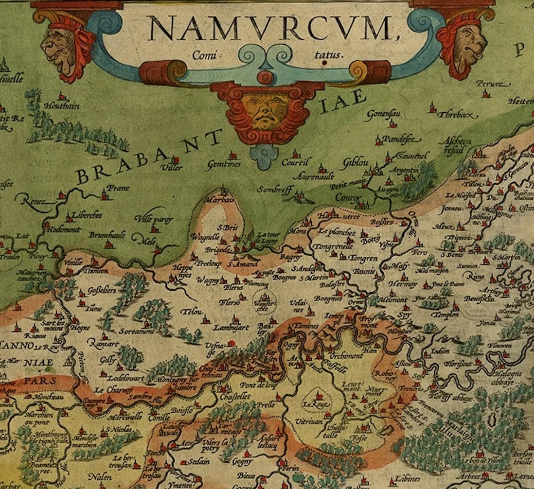 Engraved Antique Map of the Namen or Namur Region in Wallonia, Belgium For Sale
