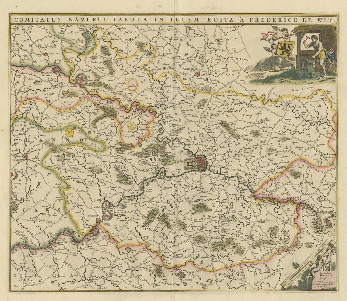 Antique Map of the Namur Region 'France' by F. de Wit, circa 1680
