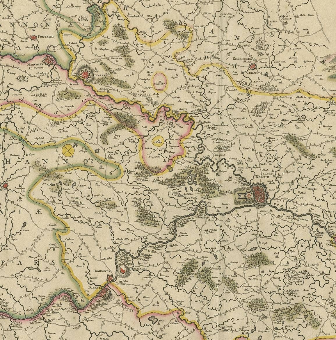 Antique Map of the Namur Region 'France' by F. de Wit, circa 1680