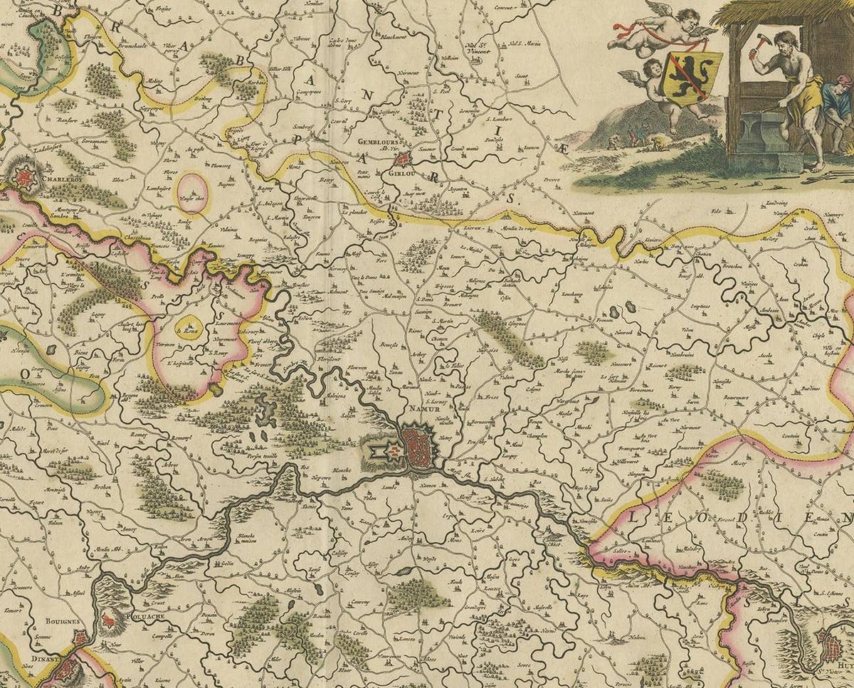 Antique Map of the Namur Region 'France' by F. de Wit, circa 1680