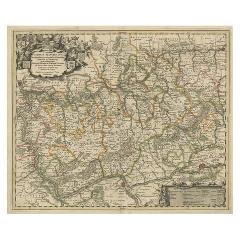 Antique Map of the Nassau Region in Western Germany, ca.1720