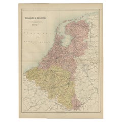 Antique Map of The Netherlands and Belgium by A & C, Black, 1870