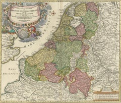 Carte ancienne des Pays-Bas et de la Belgique par Homann, vers 1710