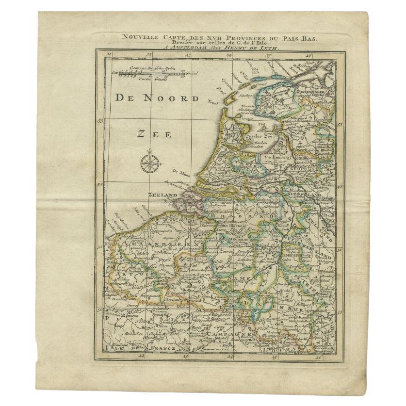Antique Map of the Netherlands and Belgium by Keizer & De Lat, 1788 For Sale