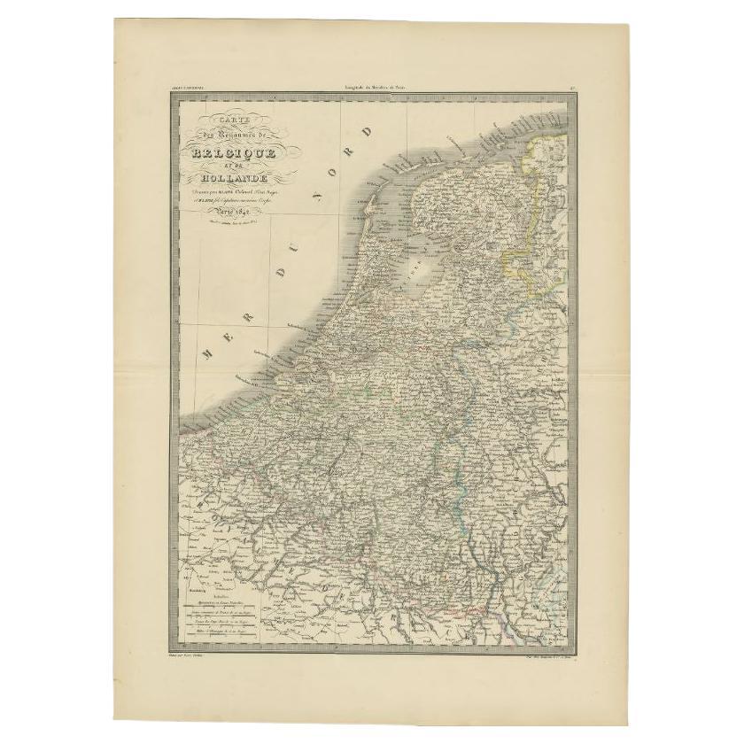 Antique Map of the Netherlands and Belgium by Lapie, 1842 For Sale