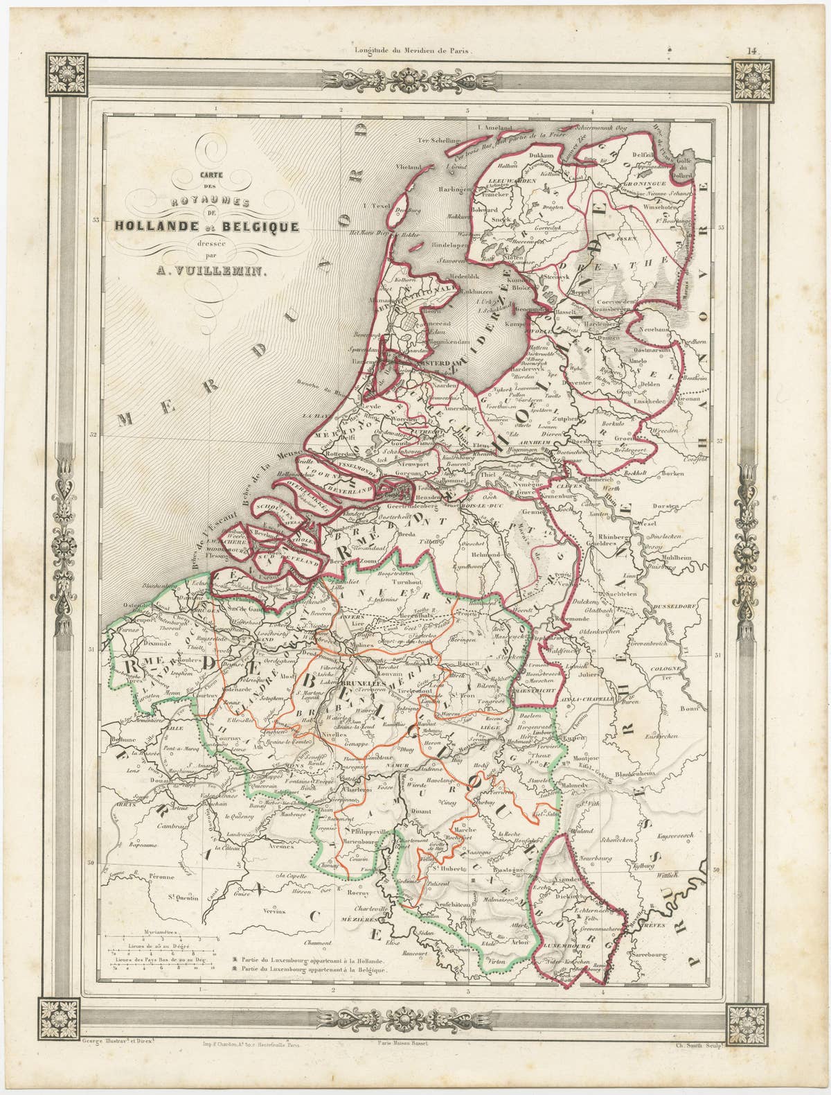 Antique Map of the Netherlands, Belgium and Luxembourg