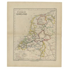 Antique Map of the Netherlands by Brugsma, 1864