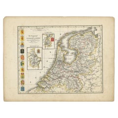 Antike Karte der Niederlande von Petri, 1852