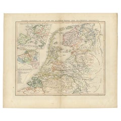 Carte ancienne des Pays-Bas en 1530 par Mees, 1852