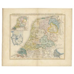 Carte ancienne des Pays-Bas en 1648 par Mees, 1855