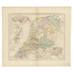 Carte ancienne des Pays-Bas en 1740 par Mees, 1857