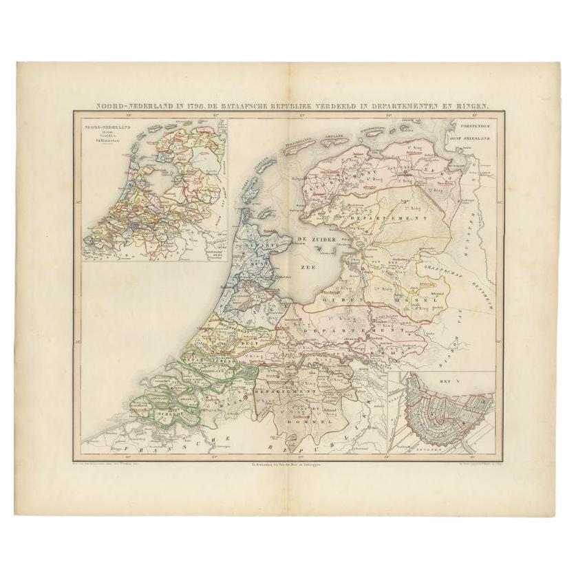 Antique Map of the Netherlands in 1798 by Mees, 1851 For Sale