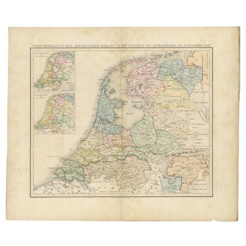 Antique Map of the Netherlands in 1808 by Mees, 1857