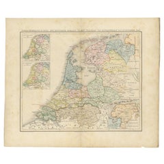 Carte ancienne des Pays-Bas en 1808 par Mees, 1857