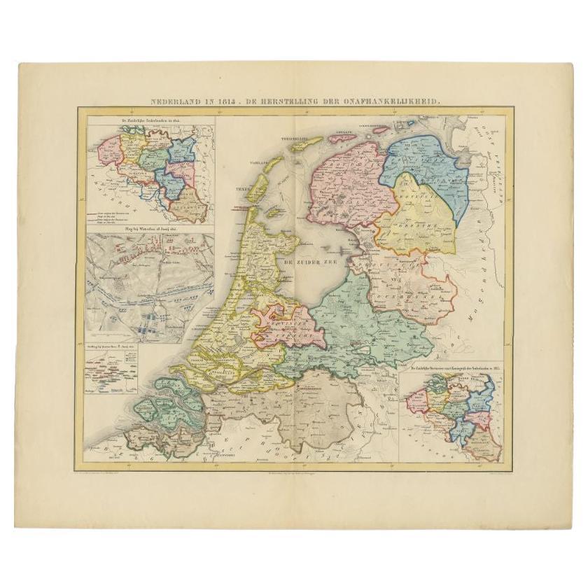 Carte ancienne des Pays-Bas en 1814 par Mees, 1858 en vente