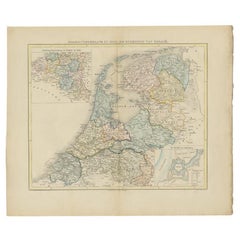 Antique Map of the Netherlands in 1839 by Mees, 1860