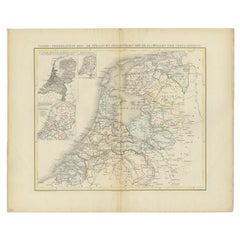 Antique Map of the Netherlands in 1859 by Mees, 1861