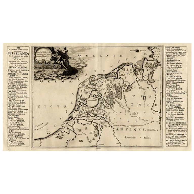 Carta geografica antica dei Paesi Bassi nel periodo dei Sassoni e dei Franchi, 1718