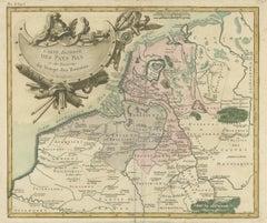 Antique Map of the Netherlands in the time of the Domination by the Roman Empire