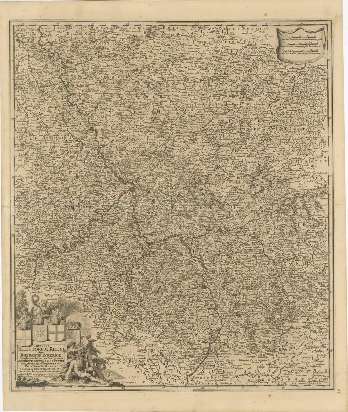 Antique Map of the Niederrhein region, Germany