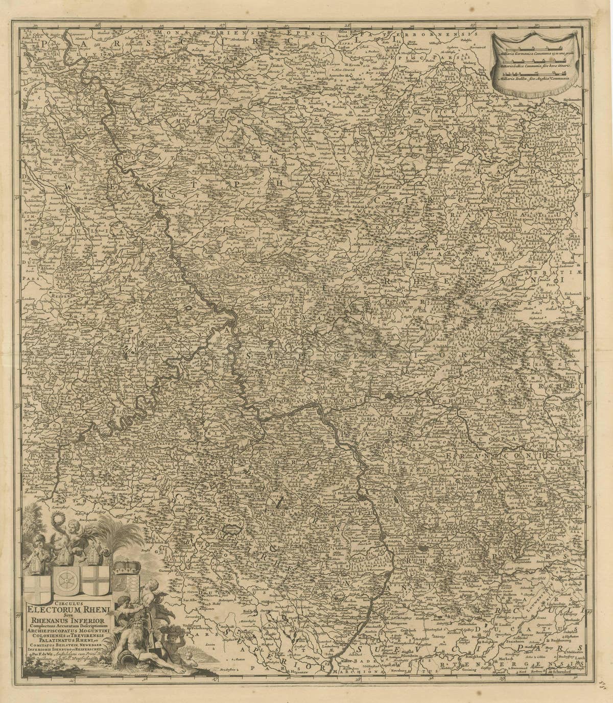 Antique Map of the Niederrhein region, Germany