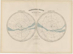 Antique Map of the Night Skies of the Northern and Southern Hemispheres, 1880