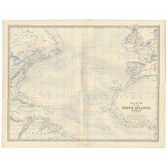 Antique Map of the North Atlantic Ocean by A.K. Johnston, 1865