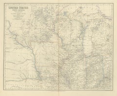 Antique Map of the North Central United States and Lake Michigan, circa 1860