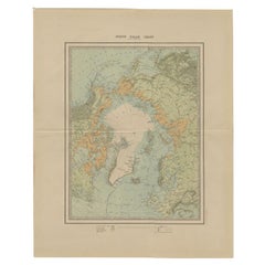 Antique Map of the North Pole by Johnston, 1882