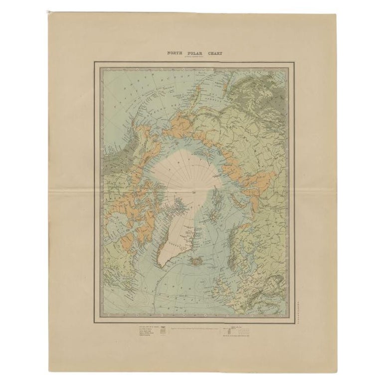 Antique Map of the North Pole by Johnston, 1882 For Sale at 1stDibs